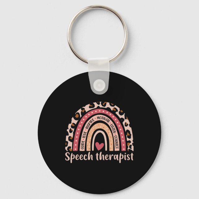 Therapist 100th Day Of School Speech Therapy Rainb Keychain (Front)