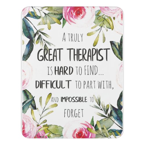 Therapist Appreciation Gift Thank you Quote Door Sign