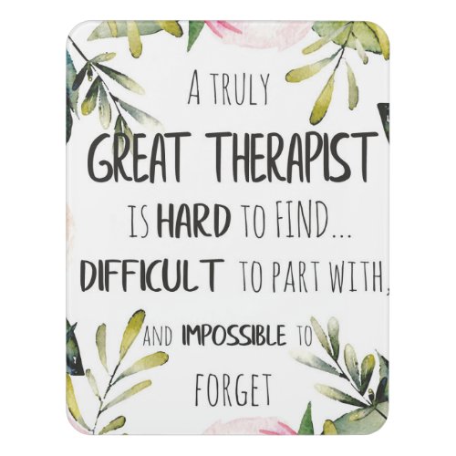 Therapist Appreciation Gift Thank you Quote Door Sign
