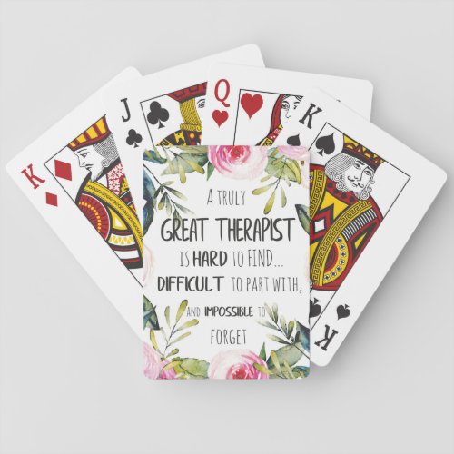 Therapist Appreciation Gift Thank you Quote Playing Cards