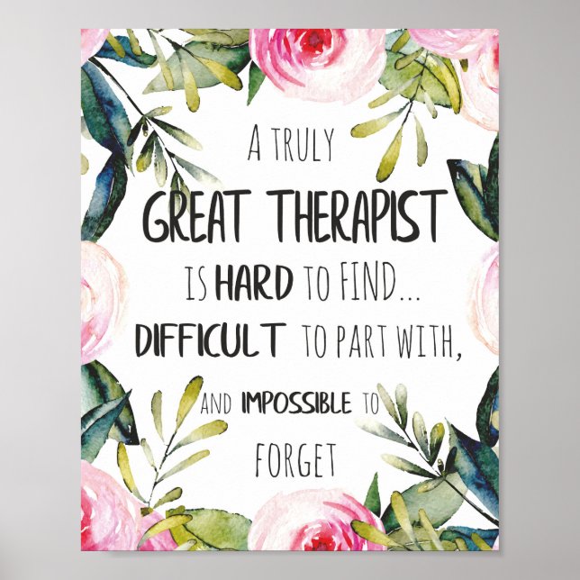 Therapist Appreciation Gift Thank you Quote Poster (Front)