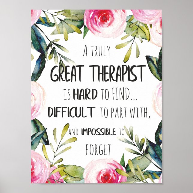 Therapist Appreciation Gift Thank you Quote Poster (Front)