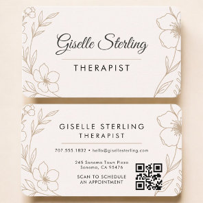 Therapist Botanical Florist QR Code Professional Business Card