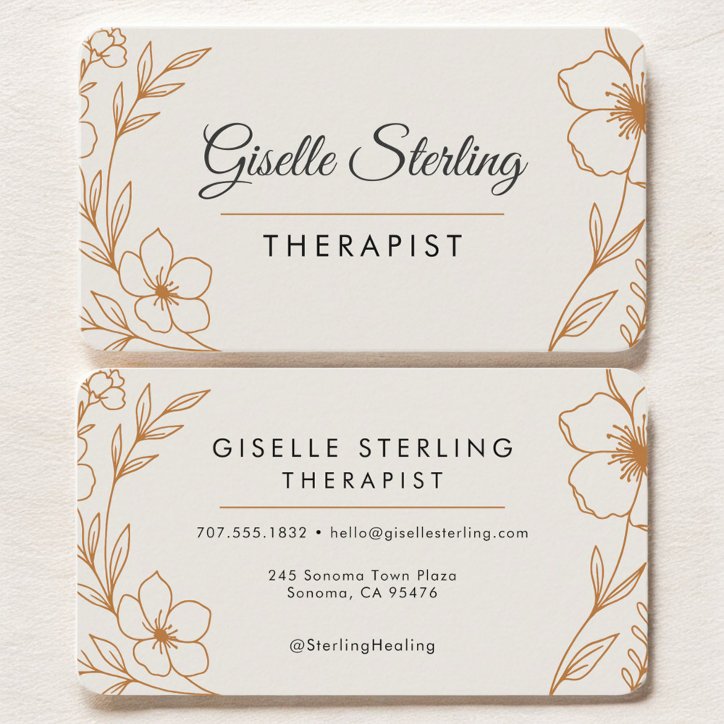Therapist Botanical Taupe Professional Business Card
