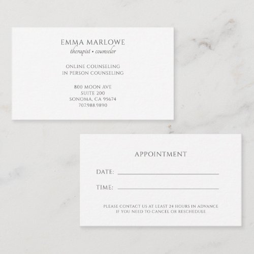 Therapist Business And Appointment Card