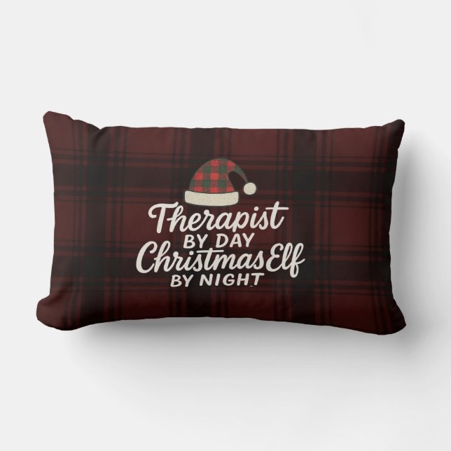 Therapist by Day, Christmas Elf by Night Custom Lumbar Pillow (Front)