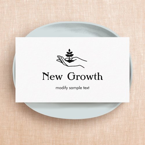 Therapist Counseling Hand Holding Plant Business Card