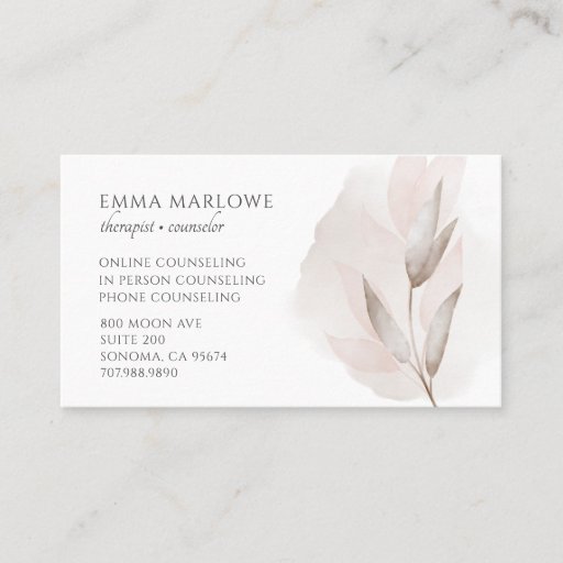 Customizable Therapist Counselor Business &amp; Appointment Card