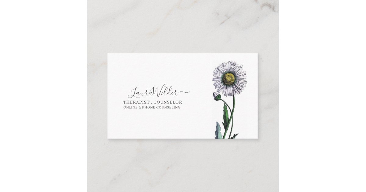 Therapist Counselor Daisy Business Card | Zazzle