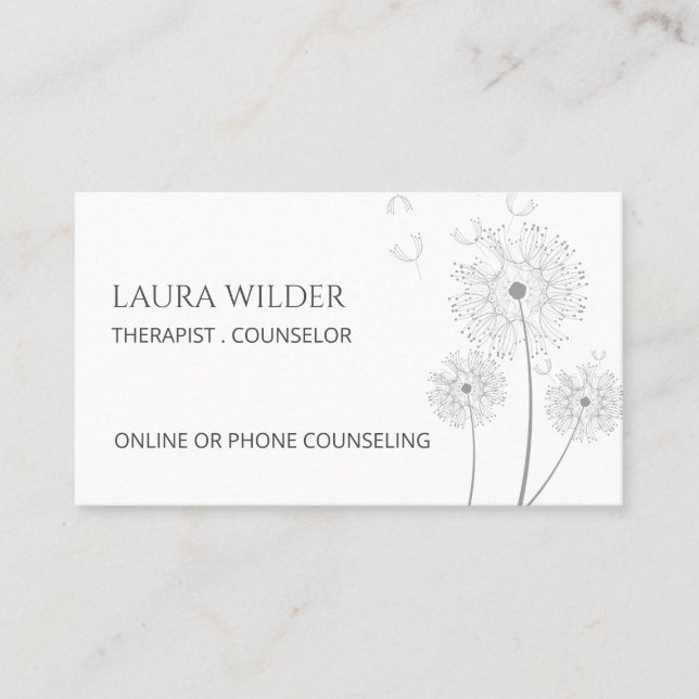 Therapist Counselor Flowers In Wind Business Card (Front)