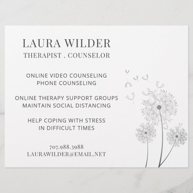 Therapist Counselor Online  Flyer (Front)