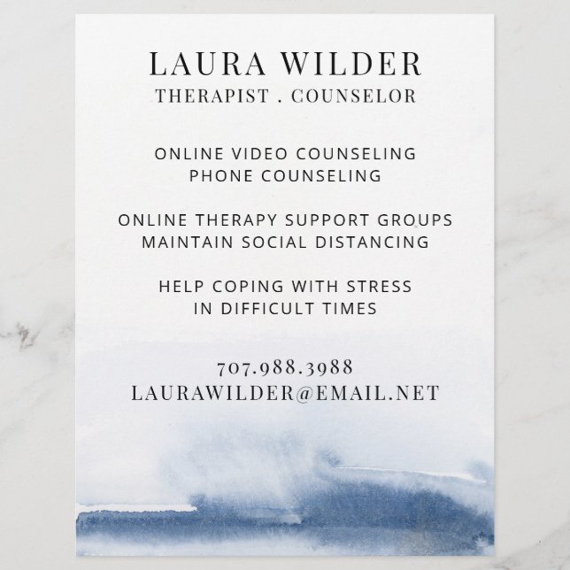 Therapist Counselor Online Or By Phone Flyer (Front)
