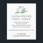 Therapist Counselor Online Or By Phone Flyer<br><div class="desc">A flyer for a therapist or counselor specializing in therapy during social distancing. Lovely serene white flower logo. Promote your new social distancing therapy services online or by phone the during covid crisis. Many are pivoting theirs businesses or services to meet the needs of this crisis. Keep your business going...</div>