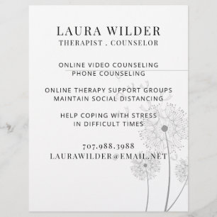 Therapist Counselor Online Or By Phone Flyer