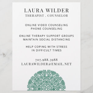 Therapist Counselor Online Or By Phone Flyer