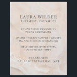 Therapist Counselor Online Or By Phone Flyer<br><div class="desc">A flyer for a therapist or counselor specializing in therapy during social distancing. Customize the title and text you use. Lovely serene abstract background. Promote your social distancing therapy services online or by phone.</div>