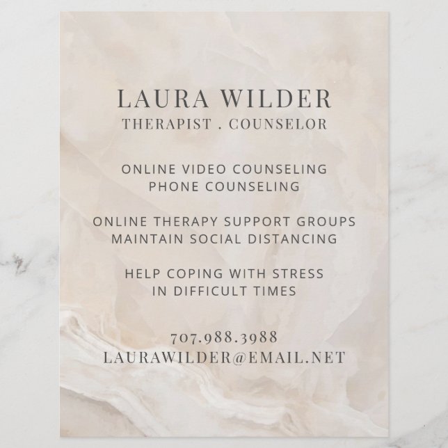 Therapist Counselor Online Or By Phone Flyer (Front)