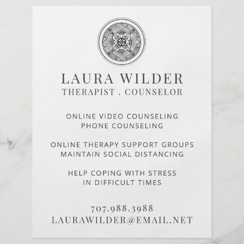 Therapist Counselor Online Or By Phone Flyer