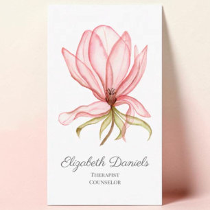 Therapist Counselor Pink Magnolia Business Card