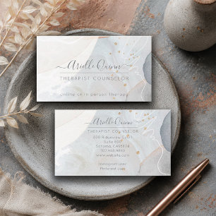 Therapist Counselor Serene Abstract Watercolor Business Card