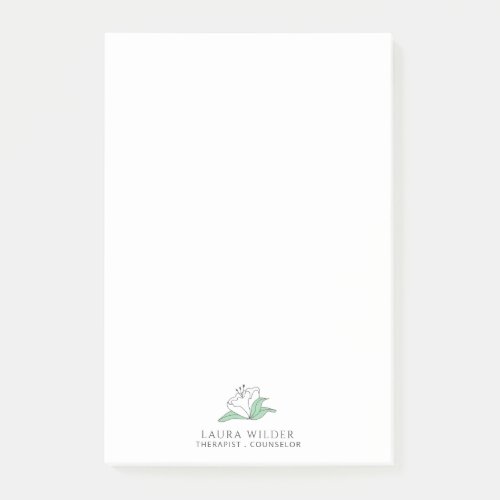Therapist Counselor Serene White Flower Post_it Notes