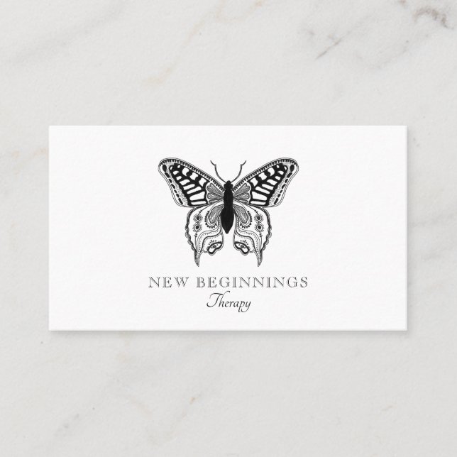 Therapist Elegant Butterfly Business Card (Front)