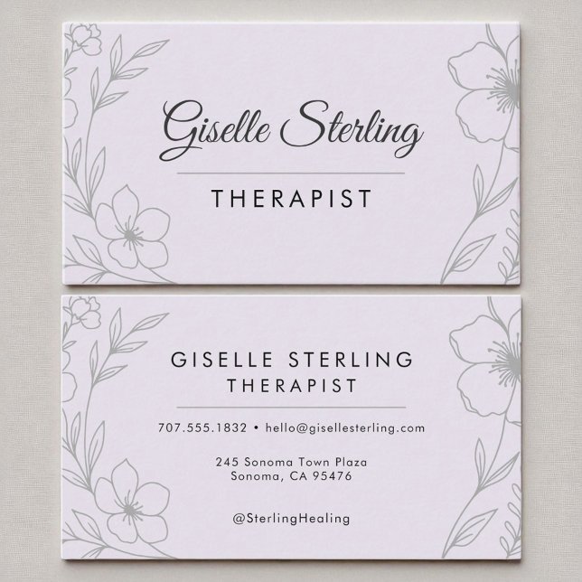 Therapist Floral Lilac Purple Healing Elegant Business Card (Creator Uploaded)