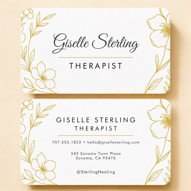 Therapist Floral Professional Business Card (Creator Uploaded)