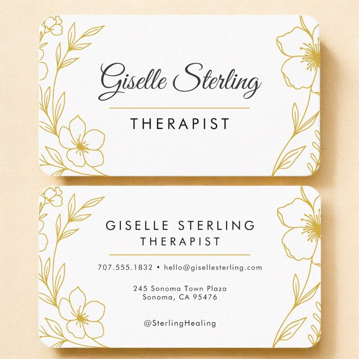 Therapist Floral Professional Business Card