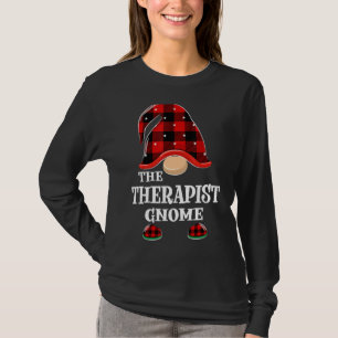 Therapist Gnome Buffalo Plaid Funny Christmas Paja T-Shirt