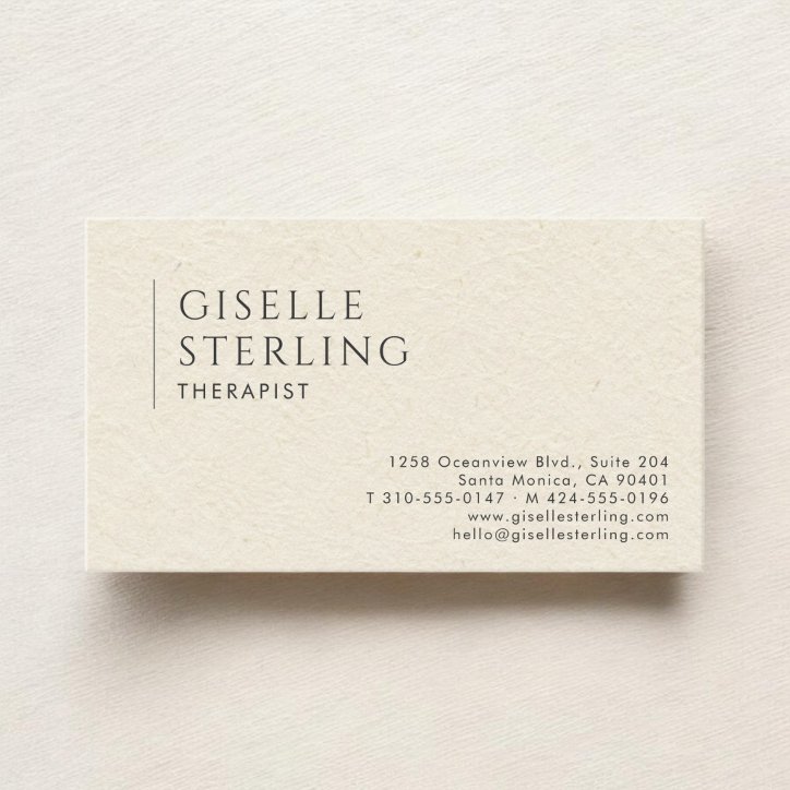 Therapist Ivory Parchment Faux Paper Business Card