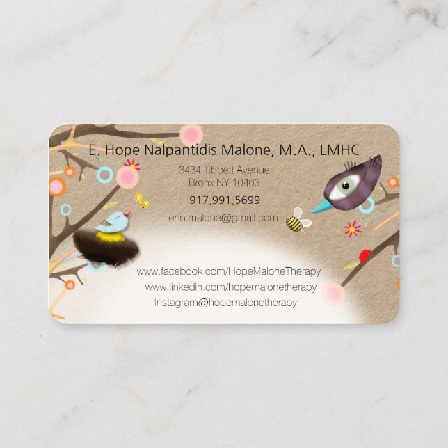 Therapist Linen Paper Business Card (Back)