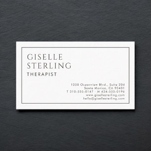 Therapist Luxury Minimalist Black White Business Card