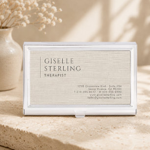 Therapist Luxury Natural Linen Business Card Case