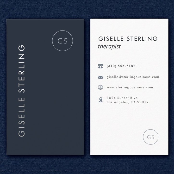 Therapist Luxury Navy Blue Elegant Modern Business Card