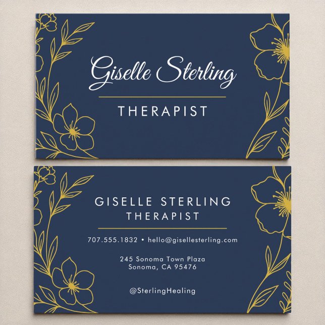 Therapist Modern Botanical Luxury Elegant Business Card (Creator Uploaded)