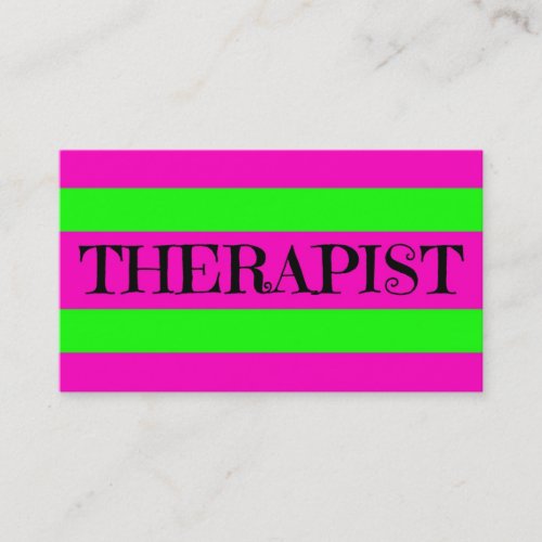 Therapist Neon Green and Hot Pink Business Card