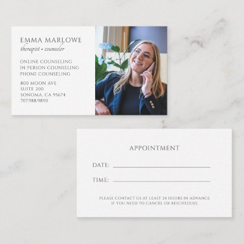 Therapist Photo Business & Appointment Card