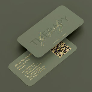 Therapist Physiotherapist Elegant Sage Green Business Card