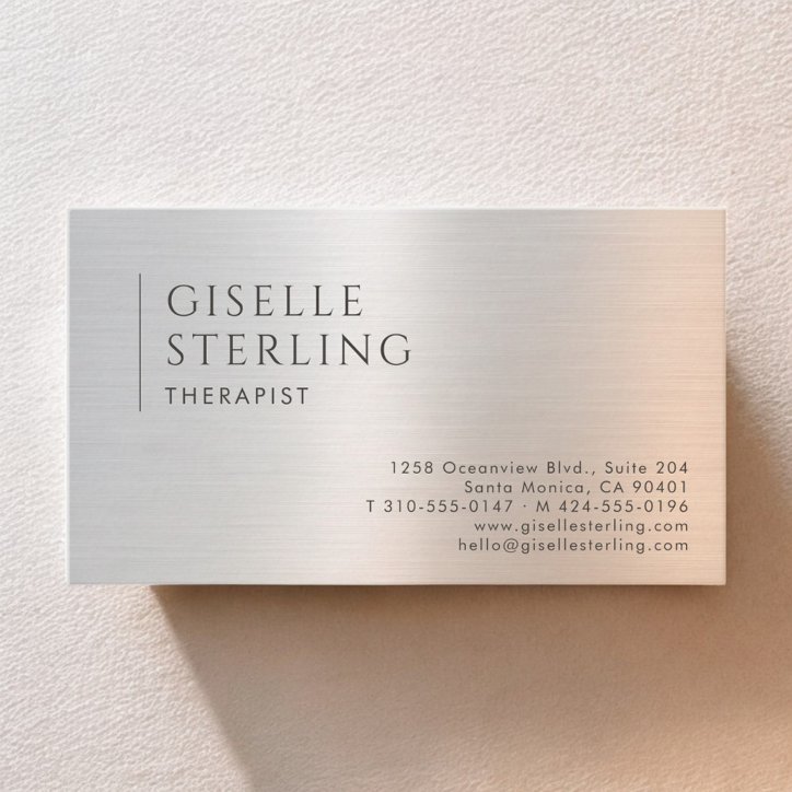 Therapist Psychologist Brushed Metal Business Card