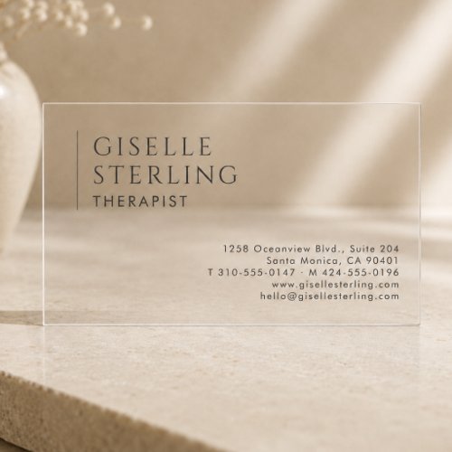 Therapist Psychologist Clear Professional Business Cards