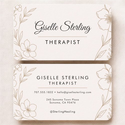 Therapist Psychologist Floral Business Card