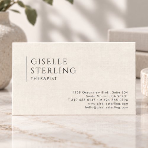 Therapist Psychologist Linen Business Card