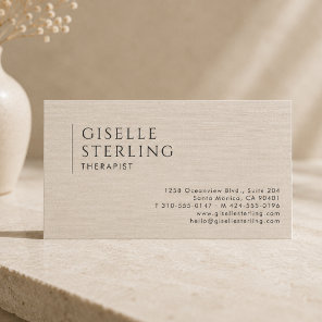 Therapist Psychologist Natural Linen Business Card