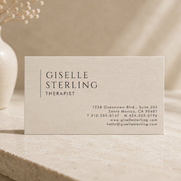 Therapist Psychologist Natural Linen Business Card