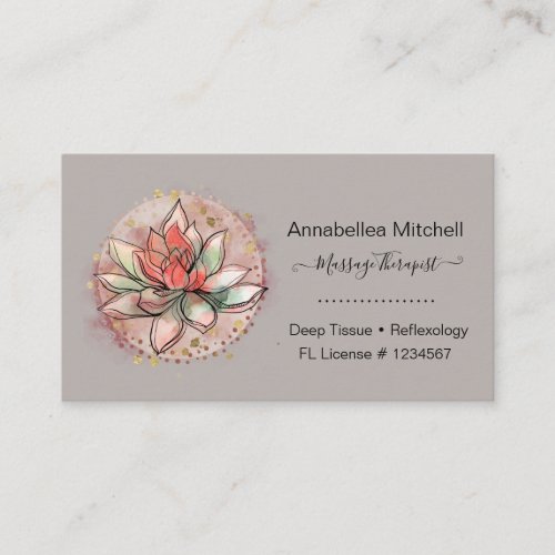 Therapist Spa Succulent Yoga Healing Business Card