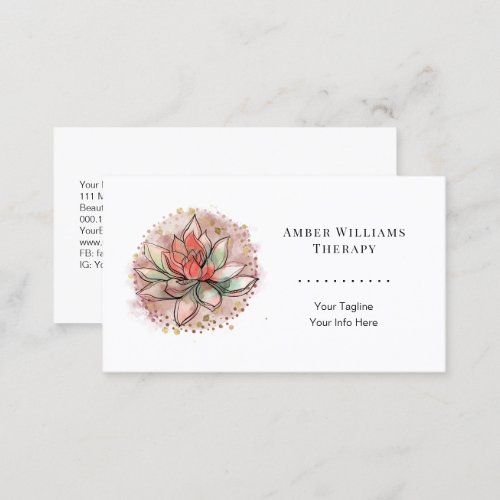 Therapist Spa Succulent Yoga Healing QR Code Black Business Card