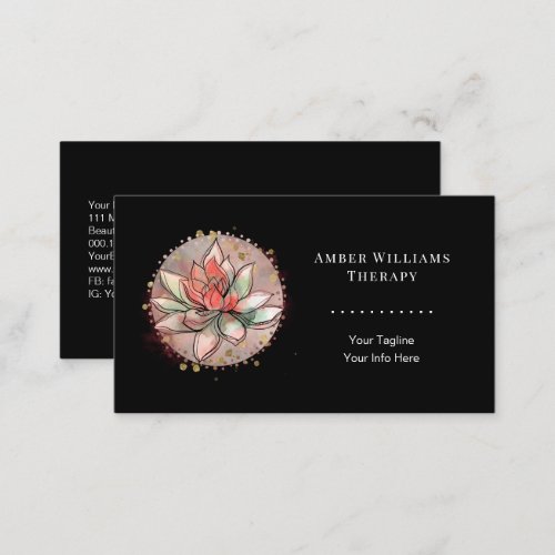 Therapist Spa Succulent Yoga Healing QR Code Black Business Card