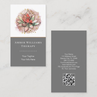 Therapist Spa Succulent Yoga Healing QR Code Business Card
