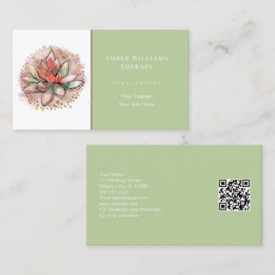 Therapist Spa Succulent Yoga Healing QR Code Business Card